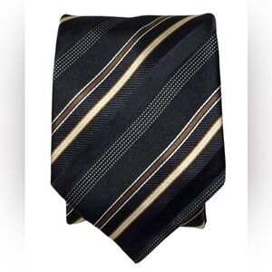 BOSS HUGO BOSS Black Striped Silk Tie Made In Italy 59"/3"